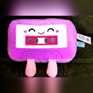 Purple & Pink 10.5 Inch (26.7cm) Plush HAPPY 🙂 CASSETTE TAPE Plush Pillow. BNWT